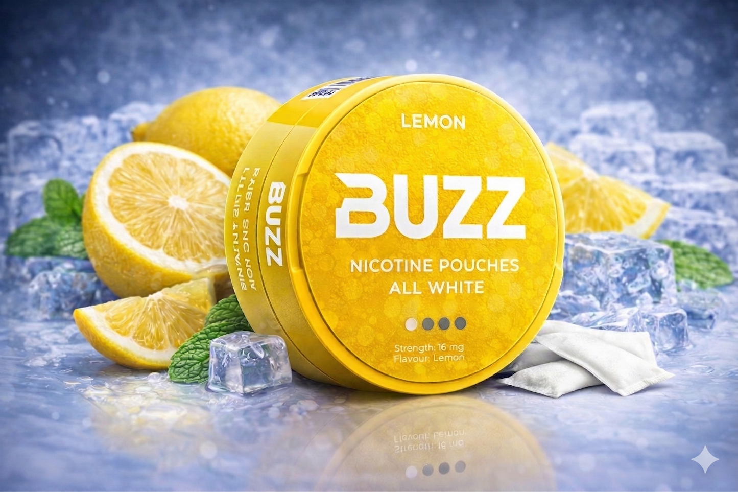 BUZZ Lemon 3 mg Nicotine Pouches – All White | Light & Zesty Citrus