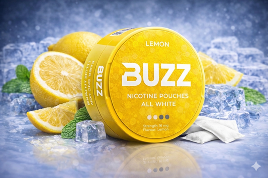 BUZZ Lemon 6 mg Nicotine Pouches – All White | Smooth Zesty Citrus