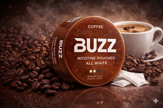 BUZZ Coffee 6 mg Nicotine Pouches – All White | Smooth & Rich Coffee Flavor